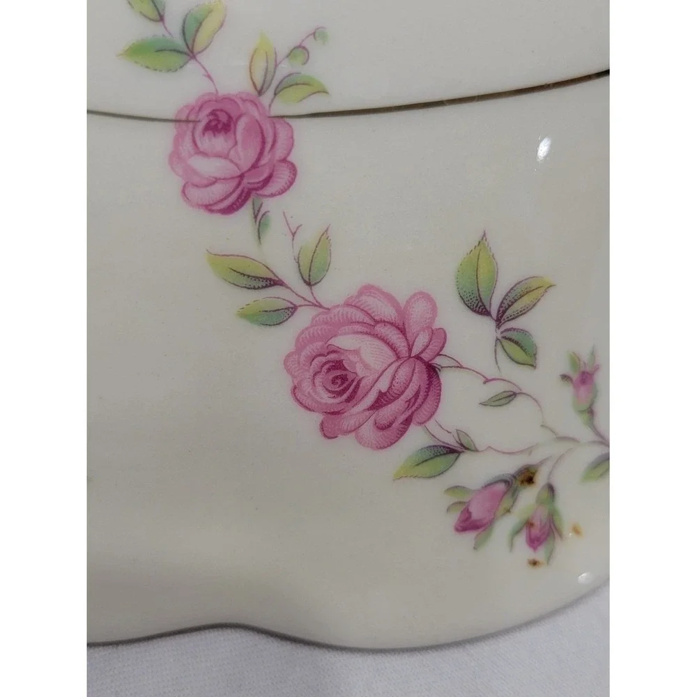 Theodore Haviland Delaware Porcelain Floral Gold Trim Serving Bowl with Handles